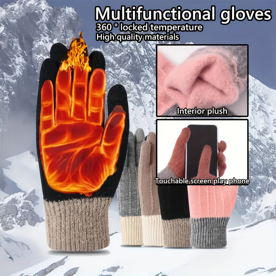 Unisex Gloves, Winter Warm Touchscreen Gloves, Skin-friendly Thick Lining Design, Elastic Cuff, One Size Fits All, Suitable for Outdoor Wear, Perfect for Outdoor Leisure and as Gifts for Christmas, Halloween, Thanksgiving, and Valentine's Day