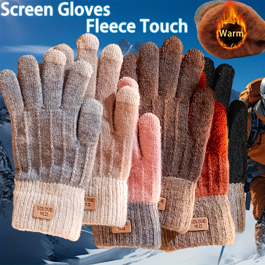 Unisex Gloves, Winter Warm Touchscreen Gloves, Skin-friendly Thick Lining Design, Elastic Cuff, One Size Fits All, Suitable for Outdoor Wear, Perfect for Outdoor Leisure and as Gifts for Christmas, Halloween, Thanksgiving, and Valentine's Day