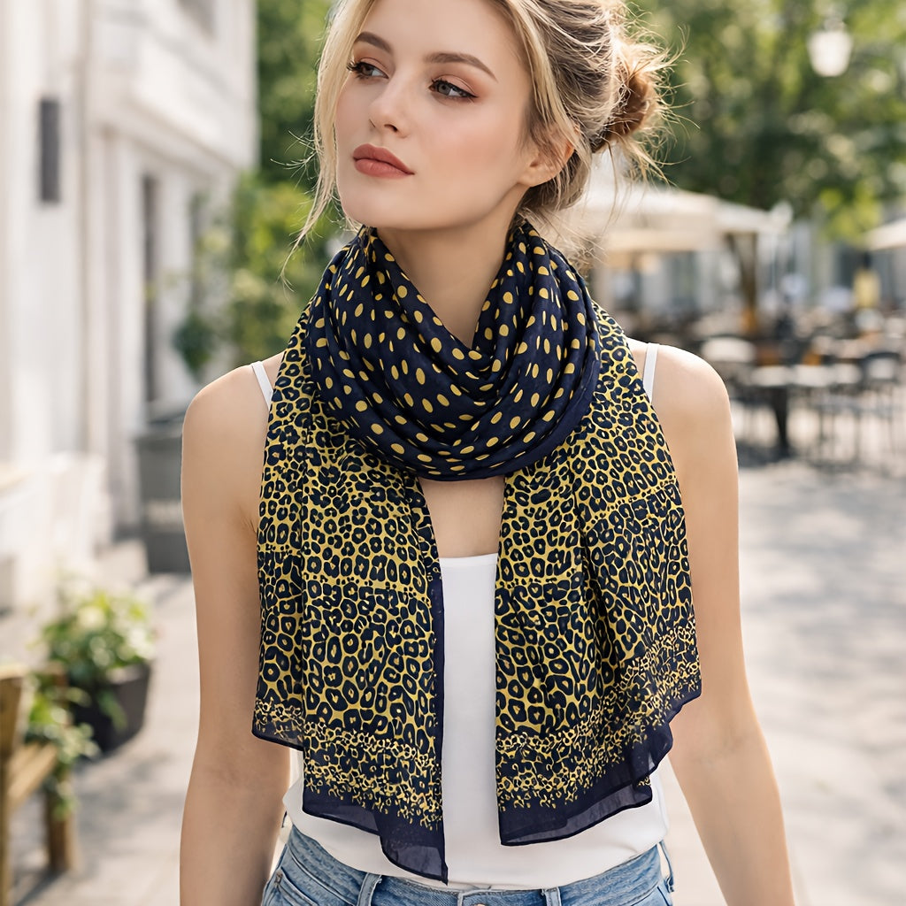 Women's 2-in-1 Chiffon Scarf Shawl - Breathable Korean Style Minimalist Wrap Suitable for Commute, Travel & Air-Conditioned Rooms, Versatile Lightweight Elegant Scarves for Spring Summer, Hand Washable Shawl for Office or Use