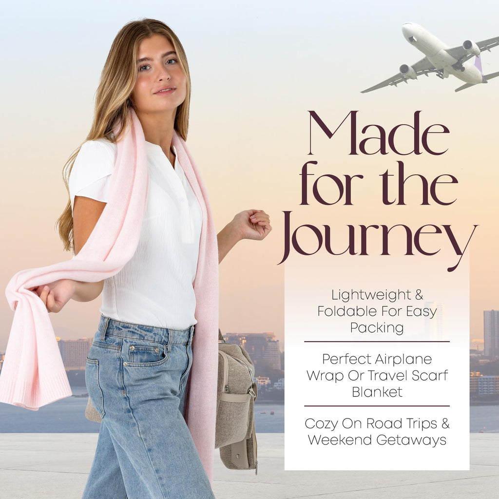 Velanio Cashmere Luxury Knitted Wrap Travel Shawl Scarf, Pashmina Stole, All-Season Scarf for Women Cashmere Wool Blend