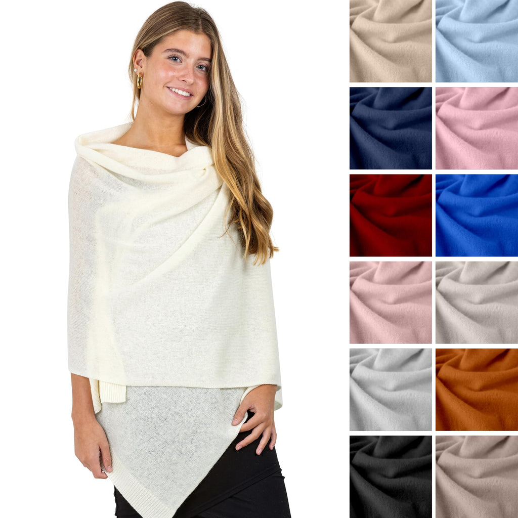Velanio Cashmere Luxury Knitted Wrap Travel Shawl Scarf, Pashmina Stole, All-Season Scarf for Women Cashmere Wool Blend