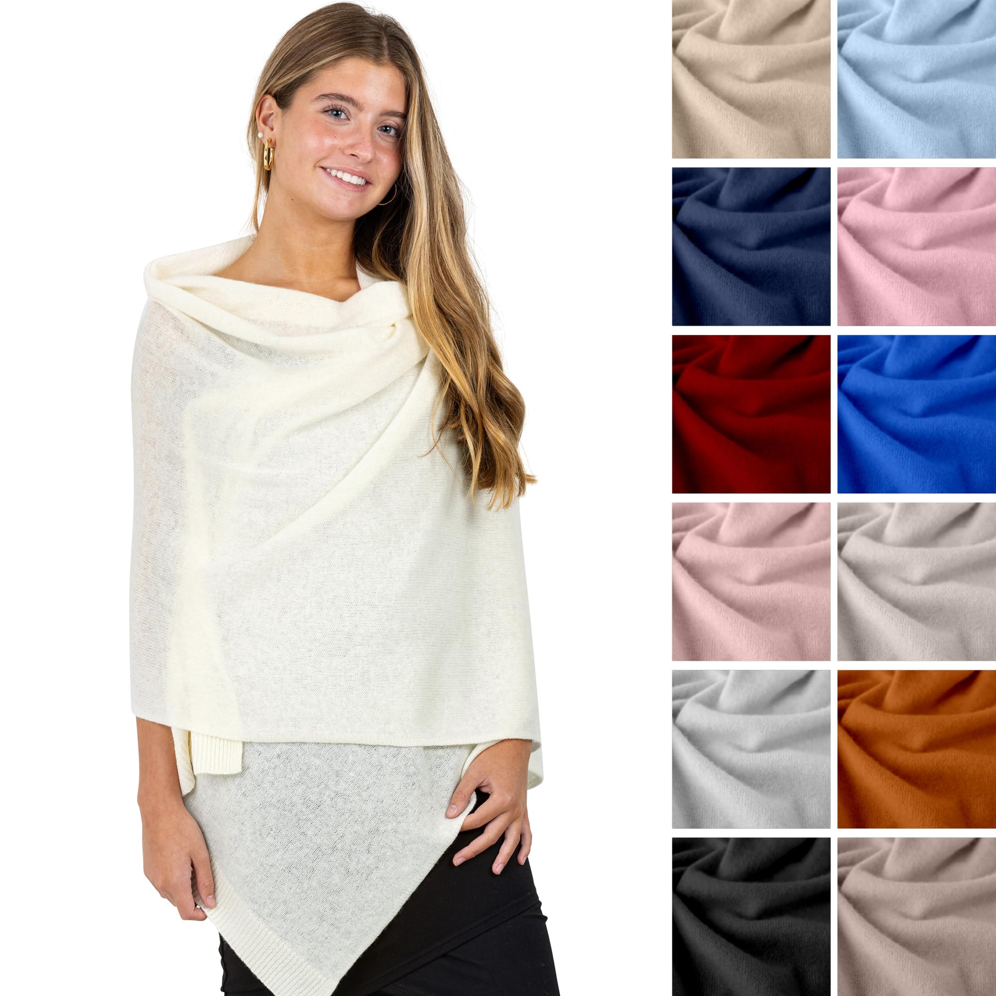 Velanio Cashmere Luxury Knitted Wrap Travel Shawl Scarf, Pashmina Stole, All-Season Scarf for Women Cashmere Wool Blend