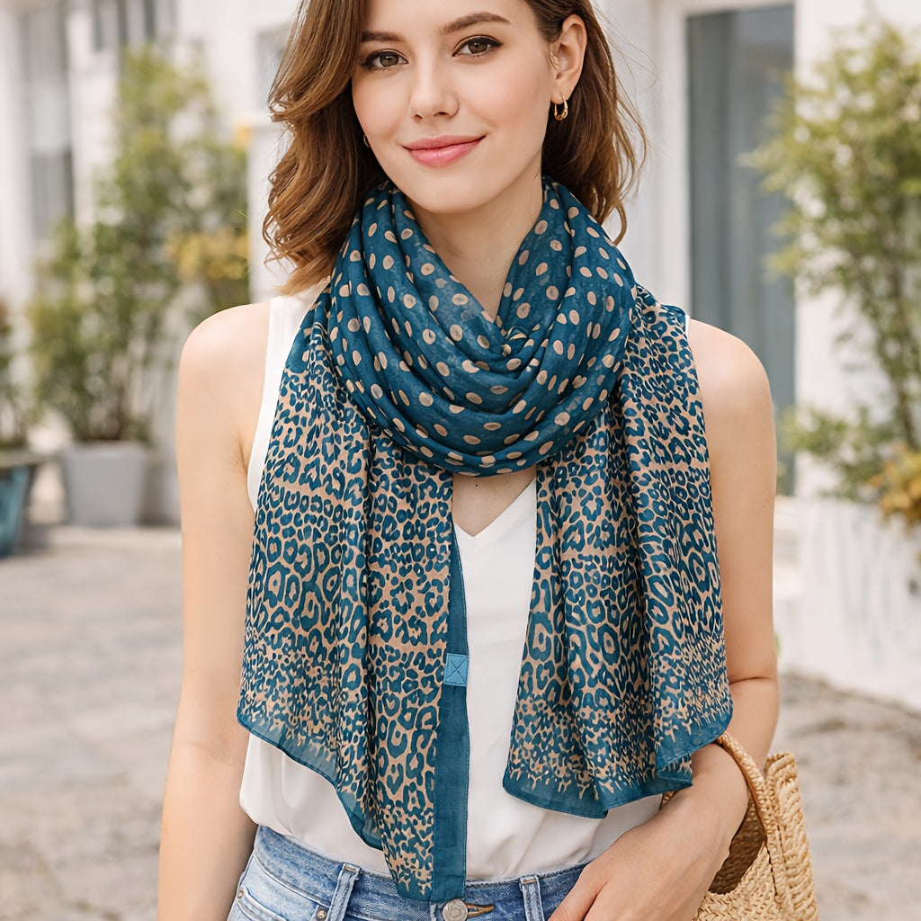Women's 2-in-1 Chiffon Scarf Shawl - Breathable Korean Style Minimalist Wrap Suitable for Commute, Travel & Air-Conditioned Rooms, Versatile Lightweight Elegant Scarves for Spring Summer, Hand Washable Shawl for Office or Use