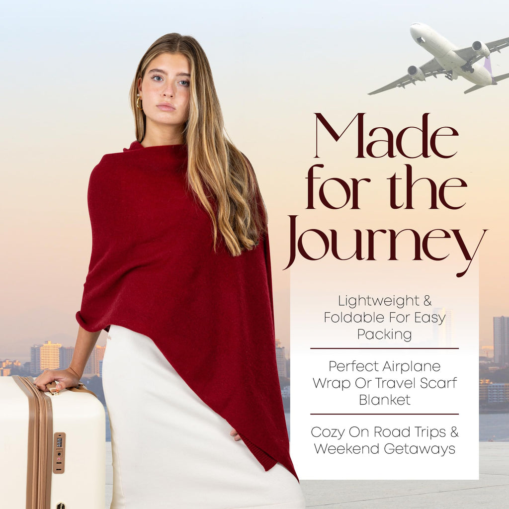 Velanio Cashmere Luxury Knitted Wrap Travel Shawl Scarf, Pashmina Stole, All-Season Scarf for Women Cashmere Wool Blend