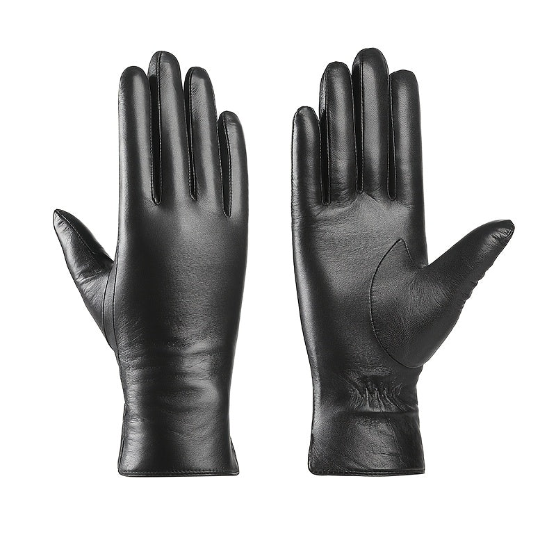 Women'S Warm Gloves Made of First Layer Lambskin with a Wool Lining