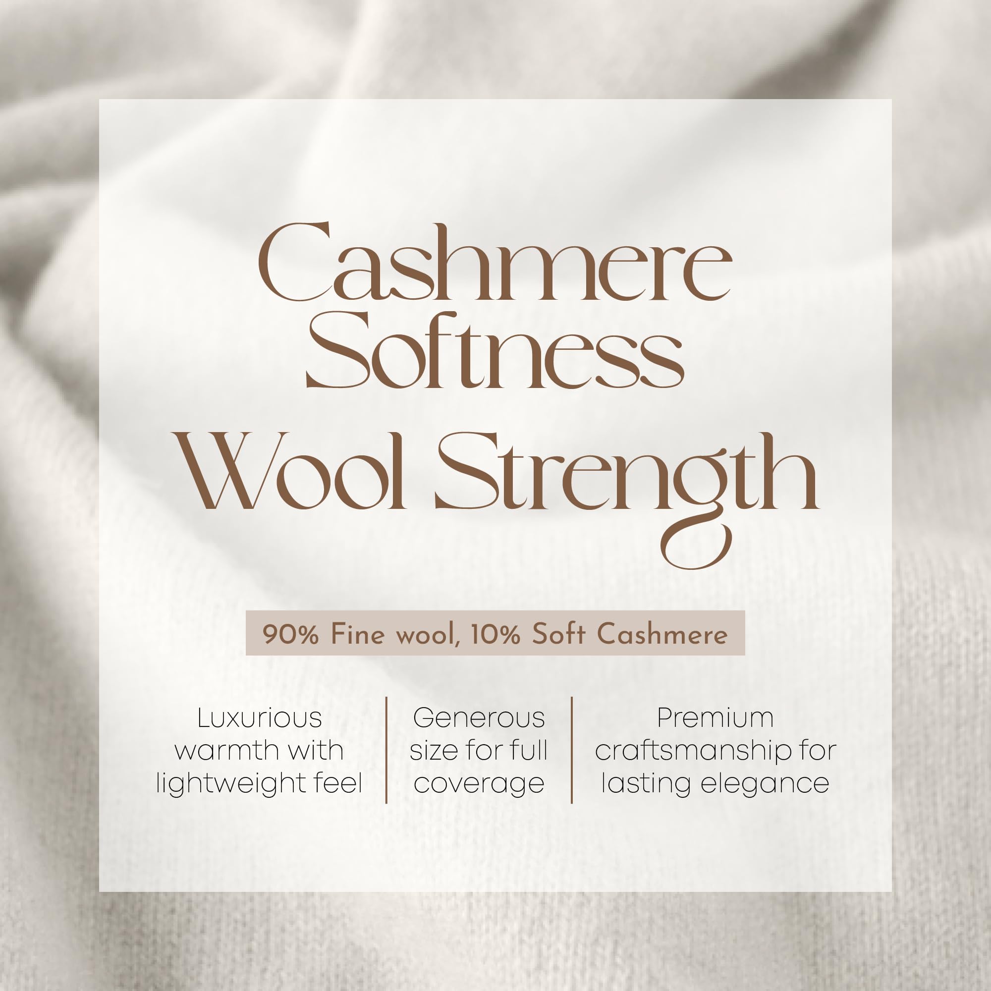 Velanio Cashmere Luxury Knitted Wrap Travel Shawl Scarf, Pashmina Stole, All-Season Scarf for Women Cashmere Wool Blend
