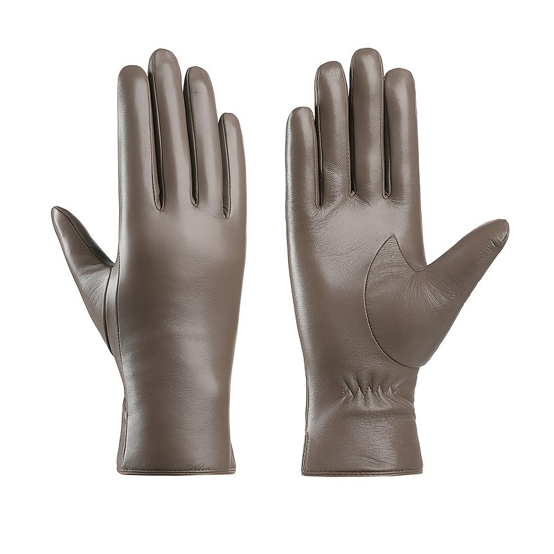 Women'S Warm Gloves Made of First Layer Lambskin with a Wool Lining