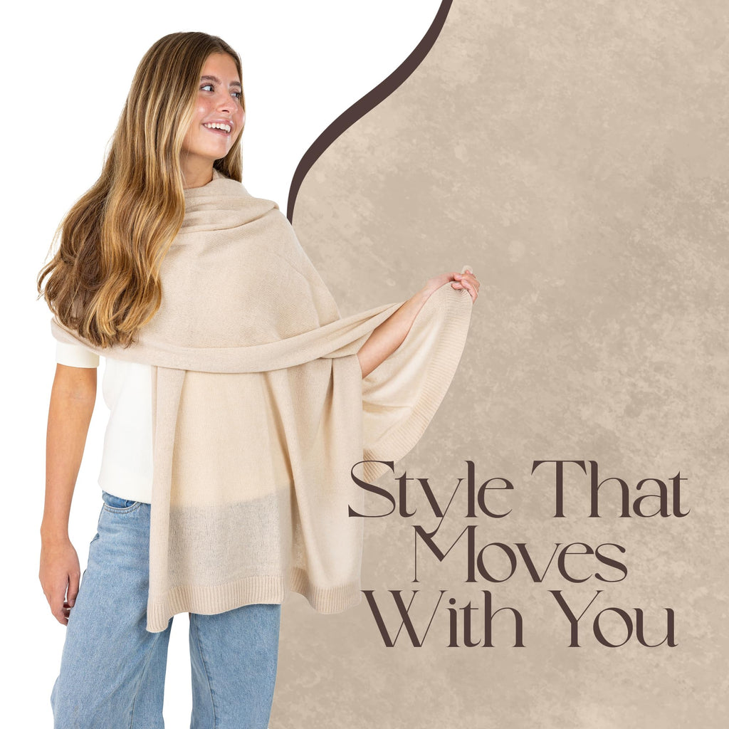 Velanio Cashmere Luxury Knitted Wrap Travel Shawl Scarf, Pashmina Stole, All-Season Scarf for Women Cashmere Wool Blend