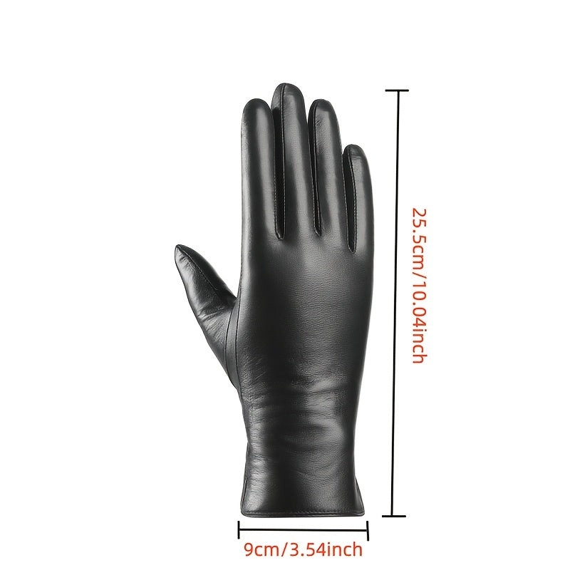 Women'S Warm Gloves Made of First Layer Lambskin with a Wool Lining