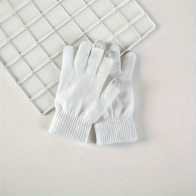 1 Pair of Thickened Full Solid Color Warm Gloves for Men, Suitable for Autumn and Winter Outdoor Cycling