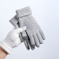 1 Pair Thermal Winter Woolen Gloves, Solid Color Touch Screen Thickened Sports Gloves for Cycling Hiking