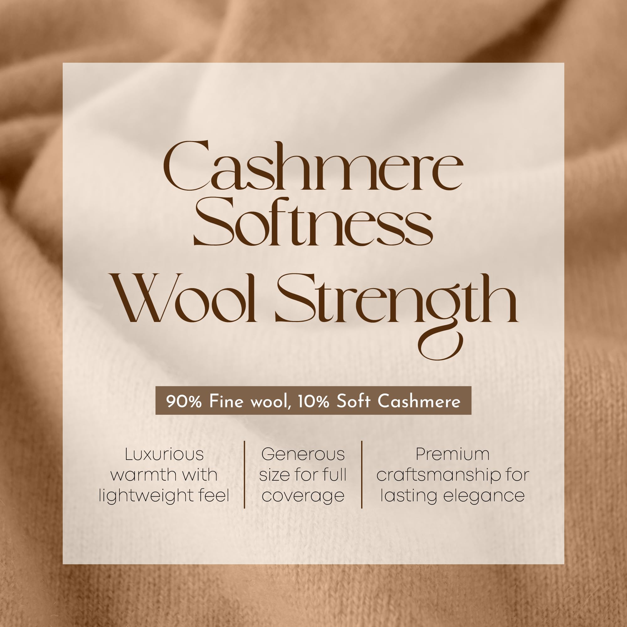 Velanio Cashmere Luxury Knitted Wrap Travel Shawl Scarf, Pashmina Stole, All-Season Scarf for Women Cashmere Wool Blend