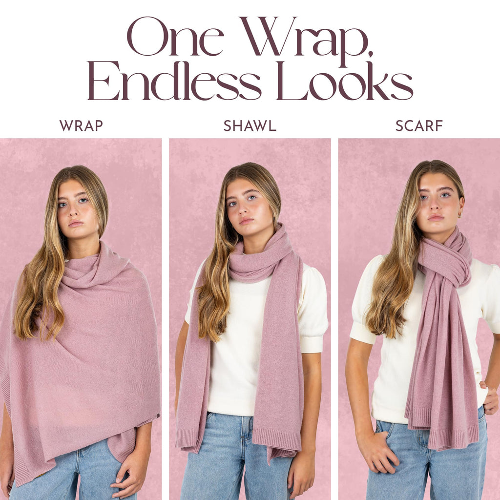 Velanio Cashmere Luxury Knitted Wrap Travel Shawl Scarf, Pashmina Stole, All-Season Scarf for Women Cashmere Wool Blend