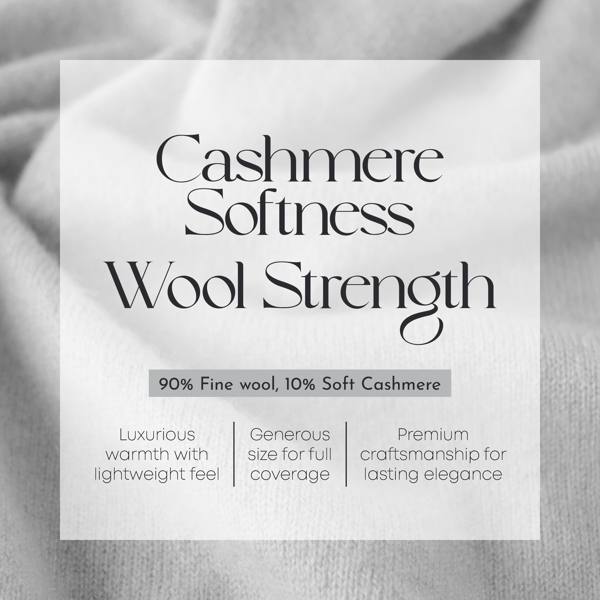 Velanio Cashmere Luxury Knitted Wrap Travel Shawl Scarf, Pashmina Stole, All-Season Scarf for Women Cashmere Wool Blend