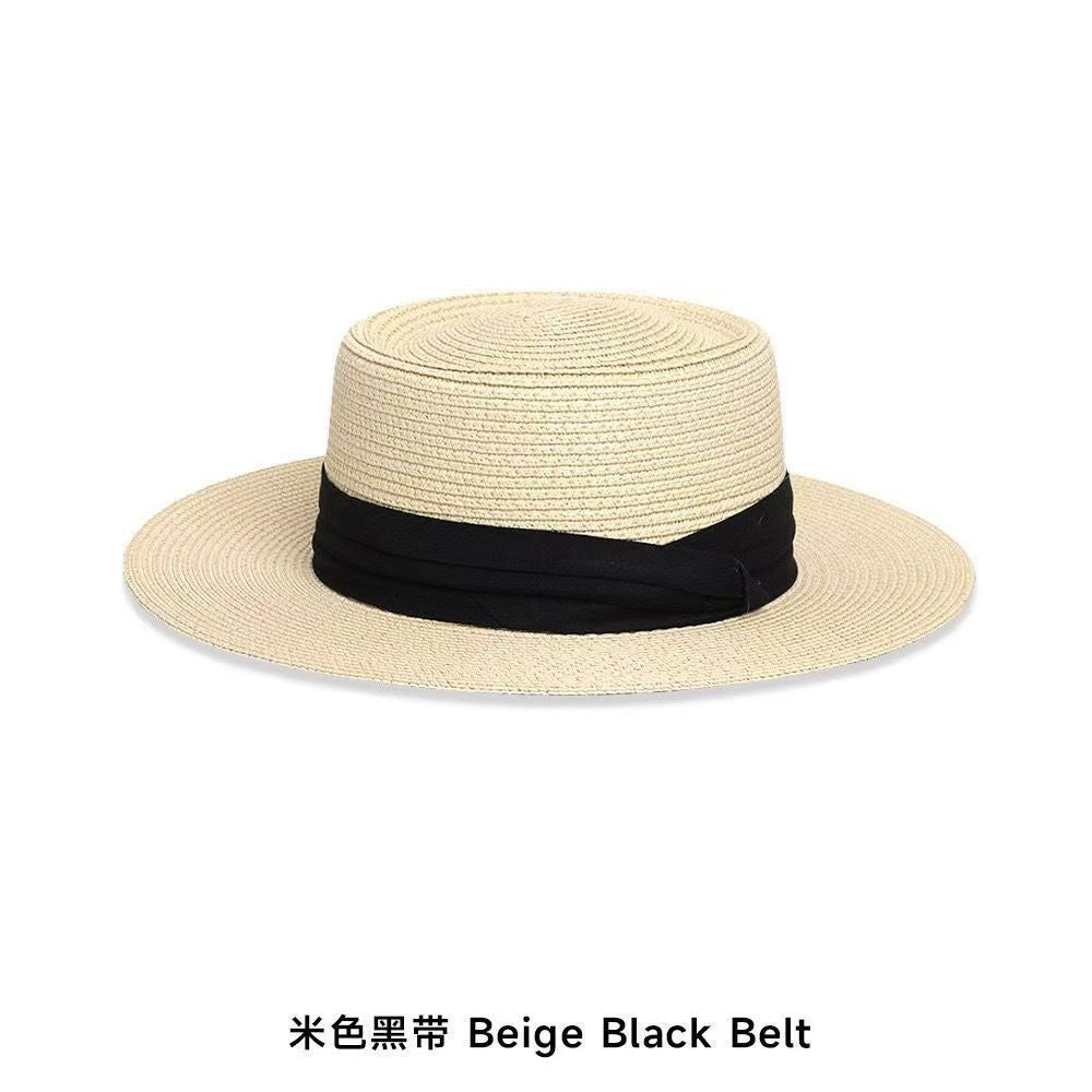 French-style Lace Bow Straw Hat for Women, Summer Large Brim Hat, Beach Vacation Sun Hat