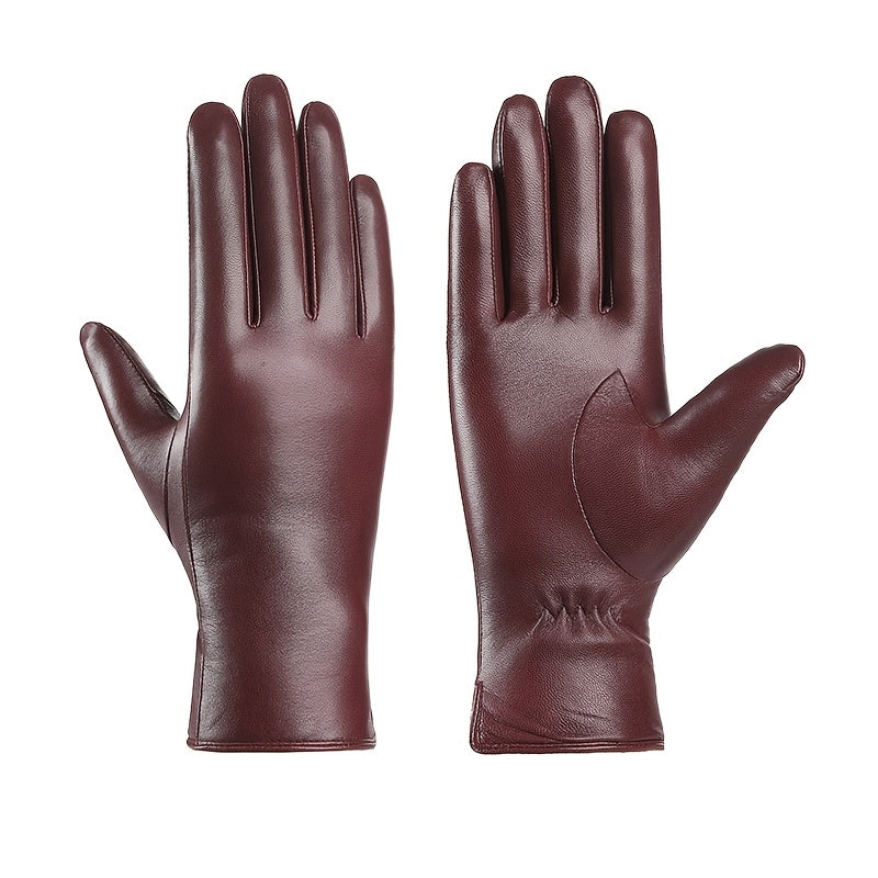 Women'S Warm Gloves Made of First Layer Lambskin with a Wool Lining