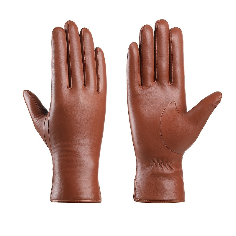Women'S Warm Gloves Made of First Layer Lambskin with a Wool Lining