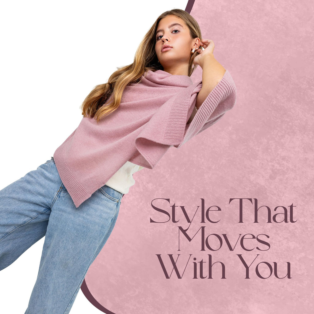 Velanio Cashmere Luxury Knitted Wrap Travel Shawl Scarf, Pashmina Stole, All-Season Scarf for Women Cashmere Wool Blend