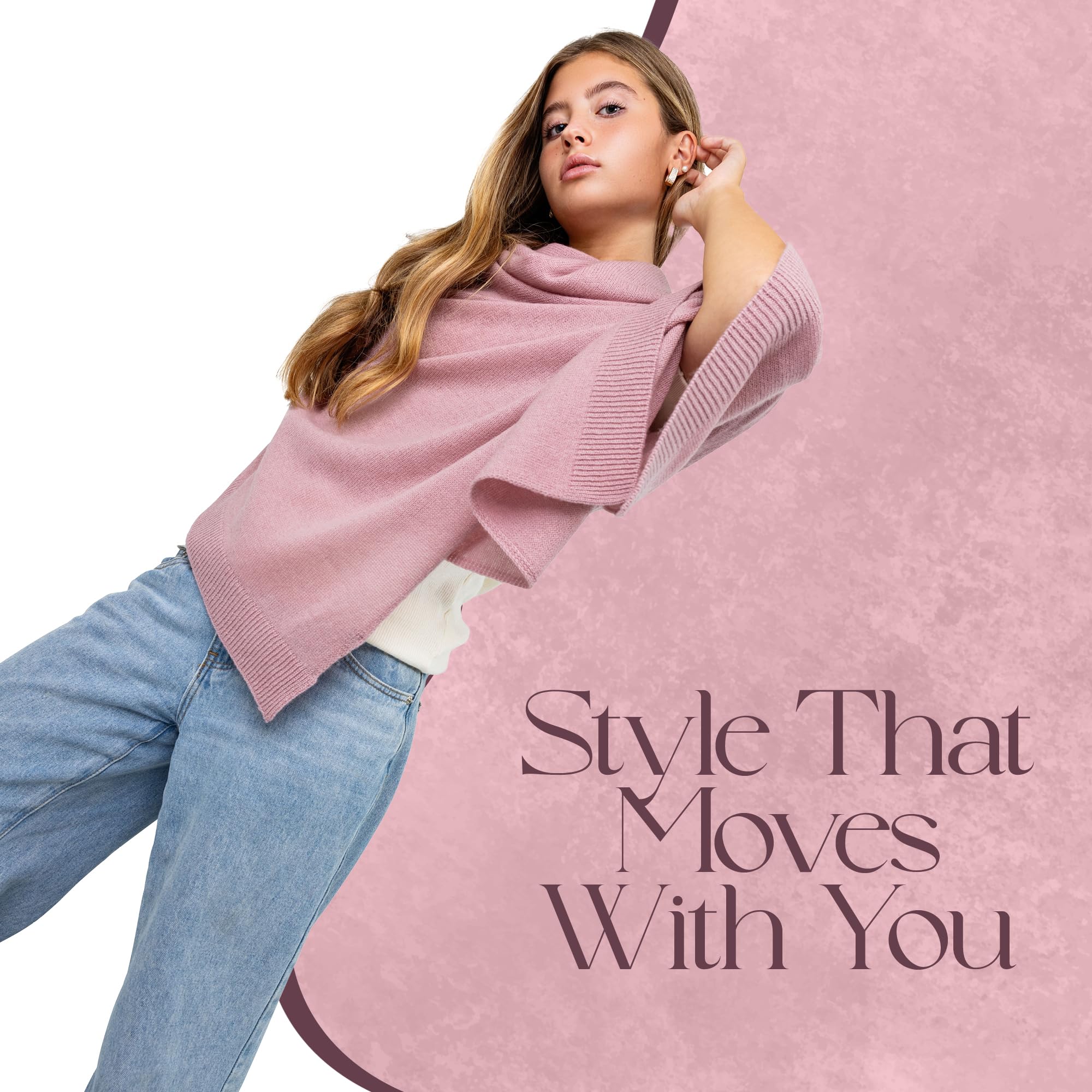 Velanio Cashmere Luxury Knitted Wrap Travel Shawl Scarf, Pashmina Stole, All-Season Scarf for Women Cashmere Wool Blend