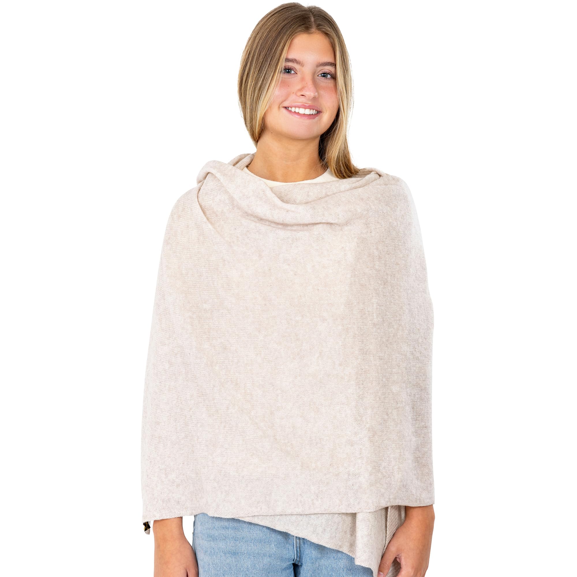 Velanio Cashmere Luxury Knitted Wrap Travel Shawl Scarf, Pashmina Stole, All-Season Scarf for Women Cashmere Wool Blend