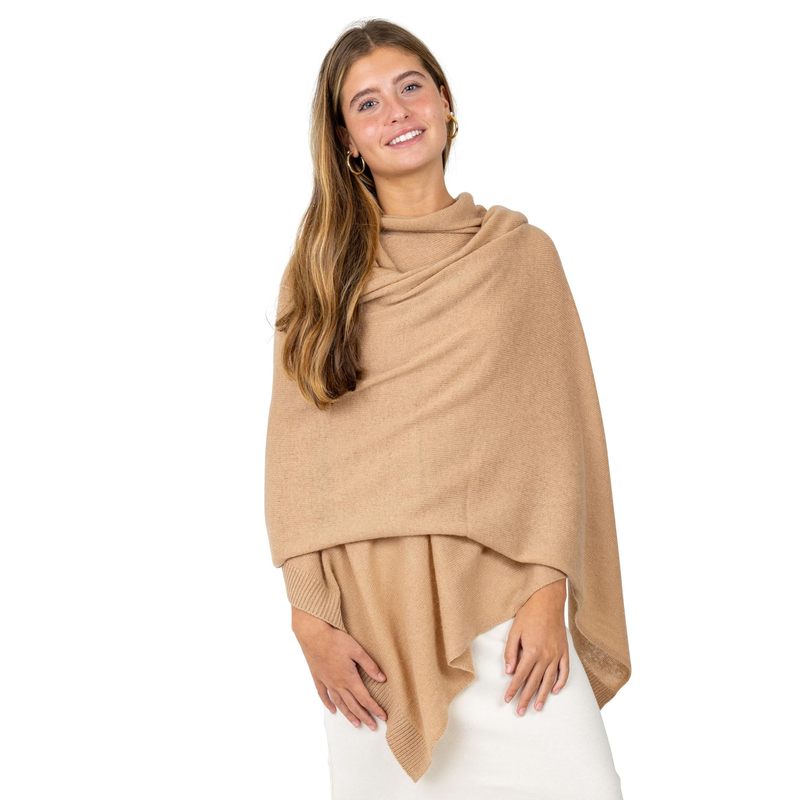 Velanio Cashmere Luxury Knitted Wrap Travel Shawl Scarf, Pashmina Stole, All-Season Scarf for Women Cashmere Wool Blend