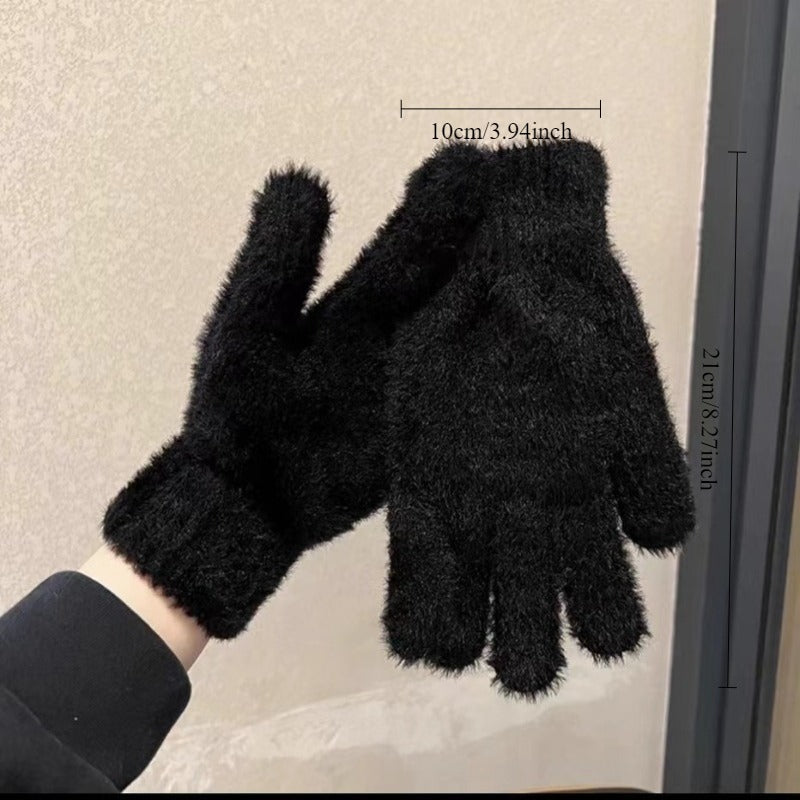 Women's Windproof Plush Gloves, Stylish and Warm Autumn\u002Fwinter Gloves with a Fashionable Design, the Perfect Choice for Gifting. Suitable for Outings, Outdoor Activities, and Cycling, Offering Excellent Warmth